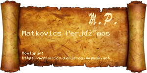 Matkovics Perjámos névjegykártya